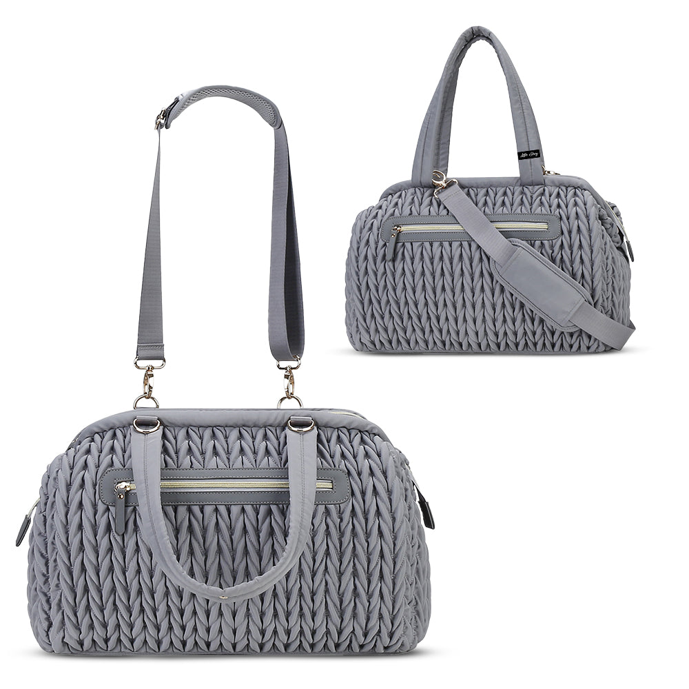 حقيبة حفاضات إيلفا من ليتل ستوري مع أحزمة عربة الأطفال - رمادي