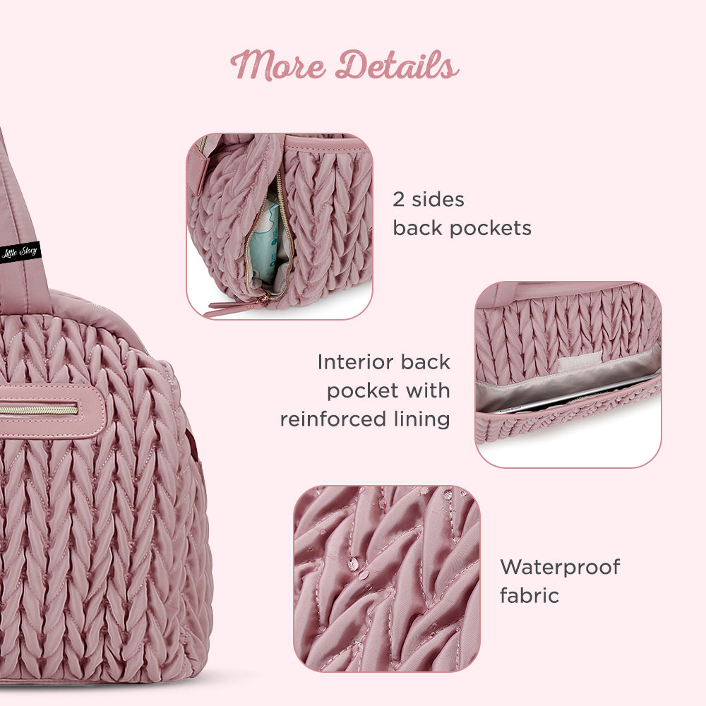 LITTLE STORY Elva Diaper Bag with Stroller Straps - Pink