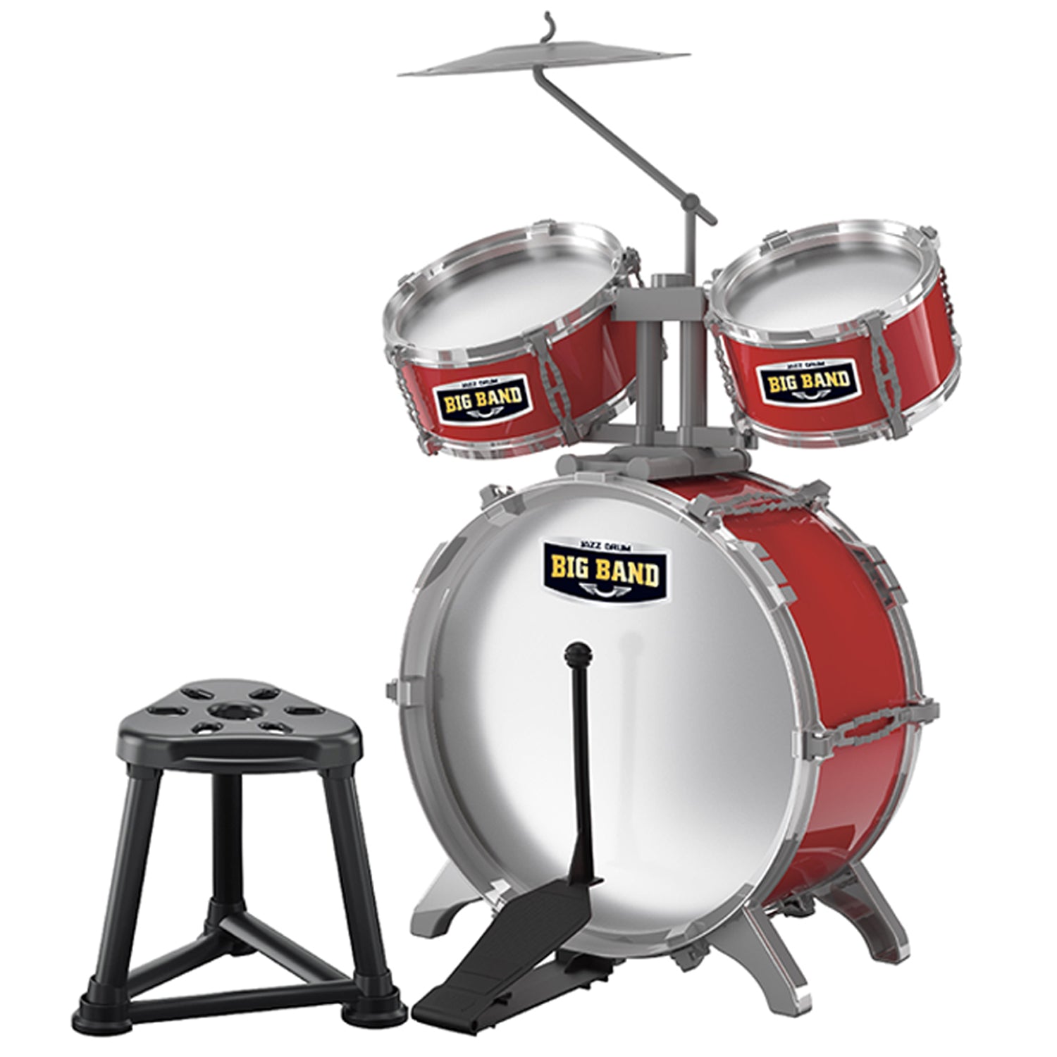 LITTLE STORY - Kids Drum Set Musical Instrument wt Stool - Red