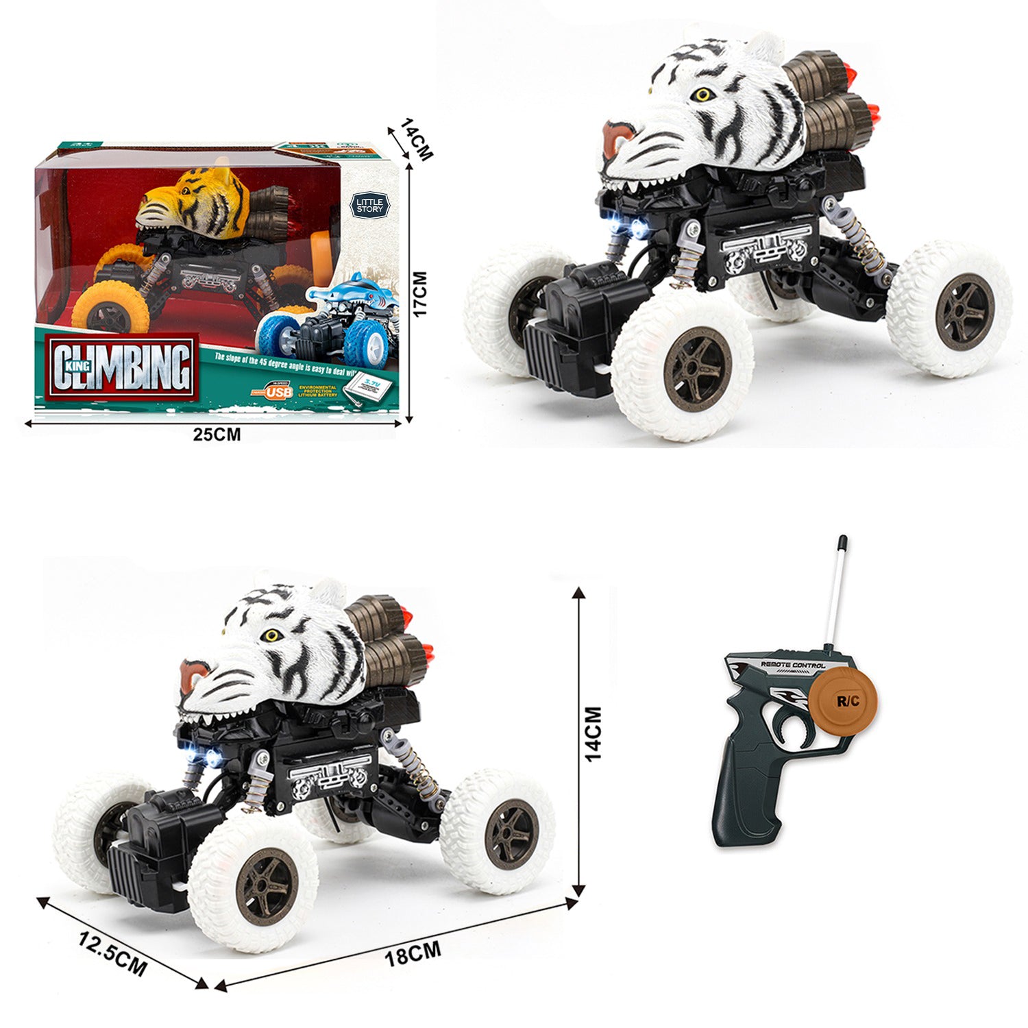 LITTLE STORY - Kids Toy Tiger Car wt Remote Control - White