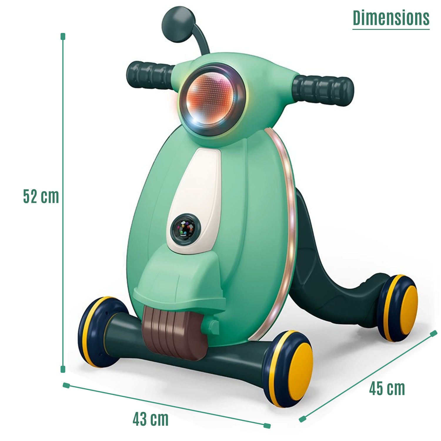 LITTLE STORY - Multifunctional Baby Walker wt Light & Music, Fun & Learning Toy - Green