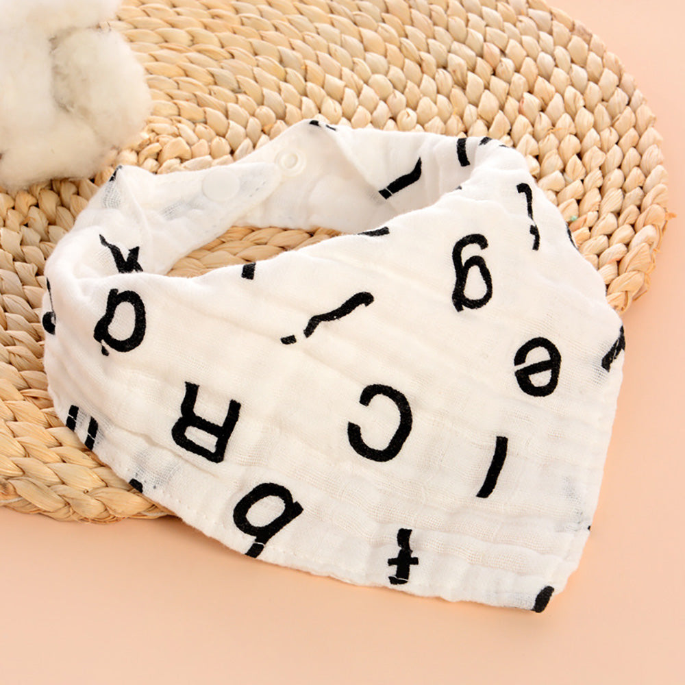 LITTLE STORY - Muslin Bandana Bibs - Set of 5 - Black & White