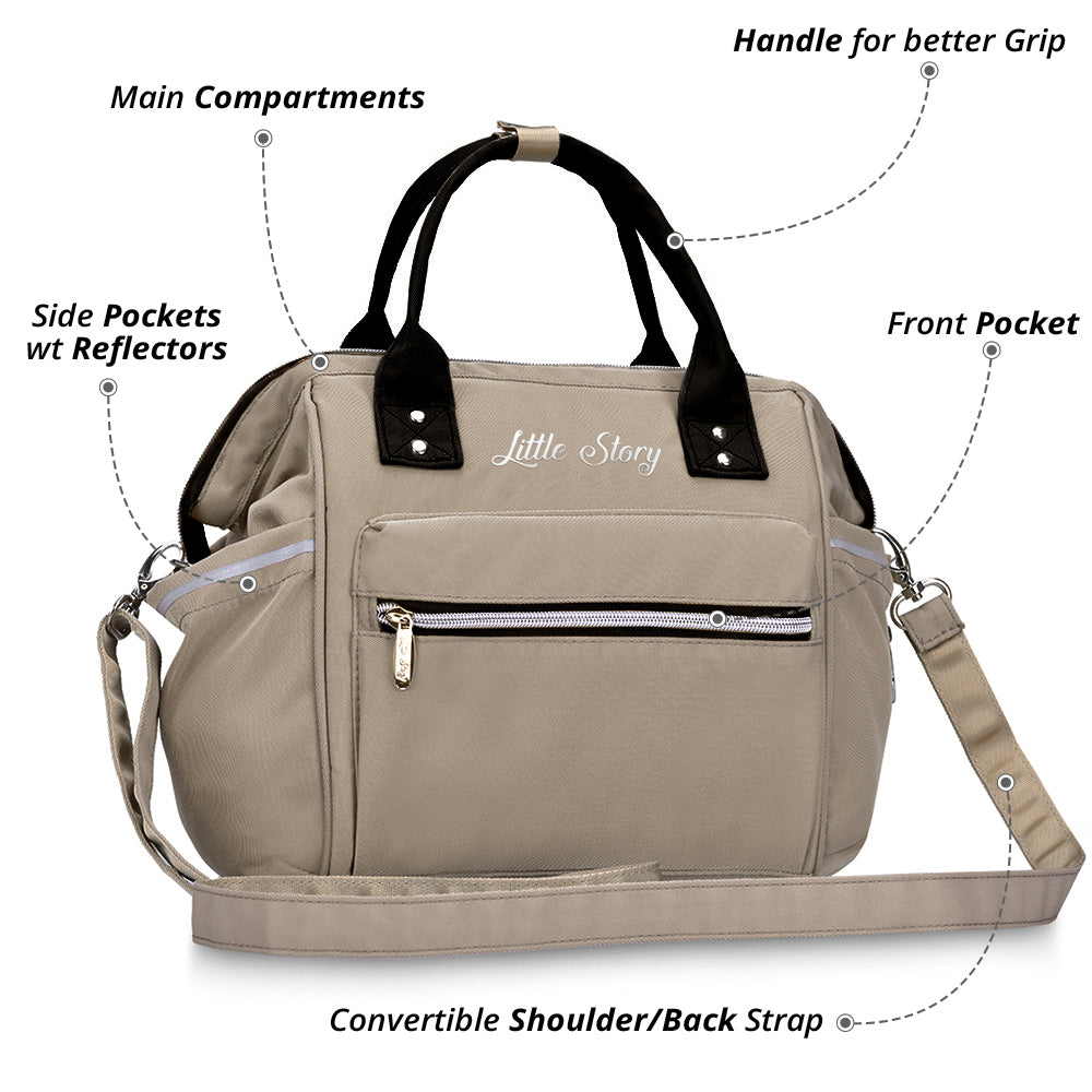 LITTLE STORY Ace Diaper Bag - Beige