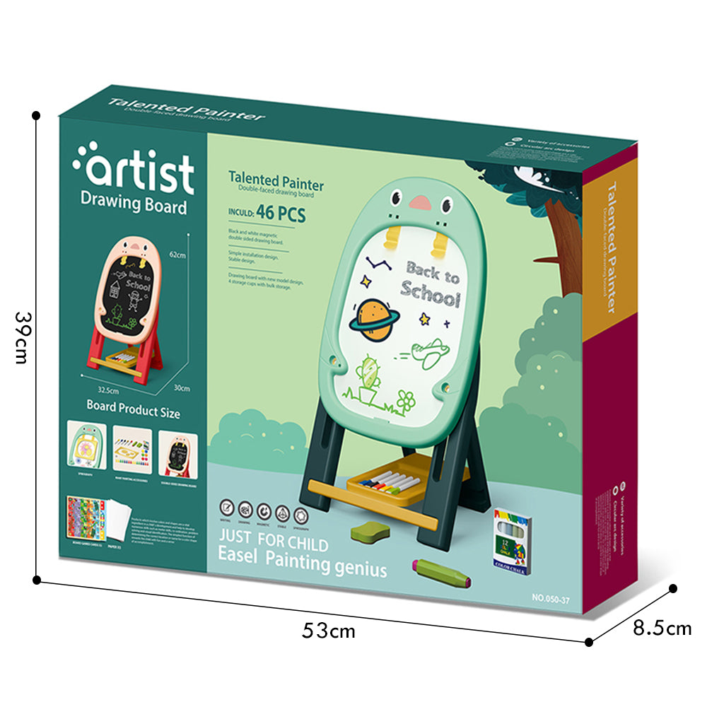 LITTLE STORY Artist Penguin Double Sided Magnetic Drawing Board (46 Pcs) W/2* Board Games - Green