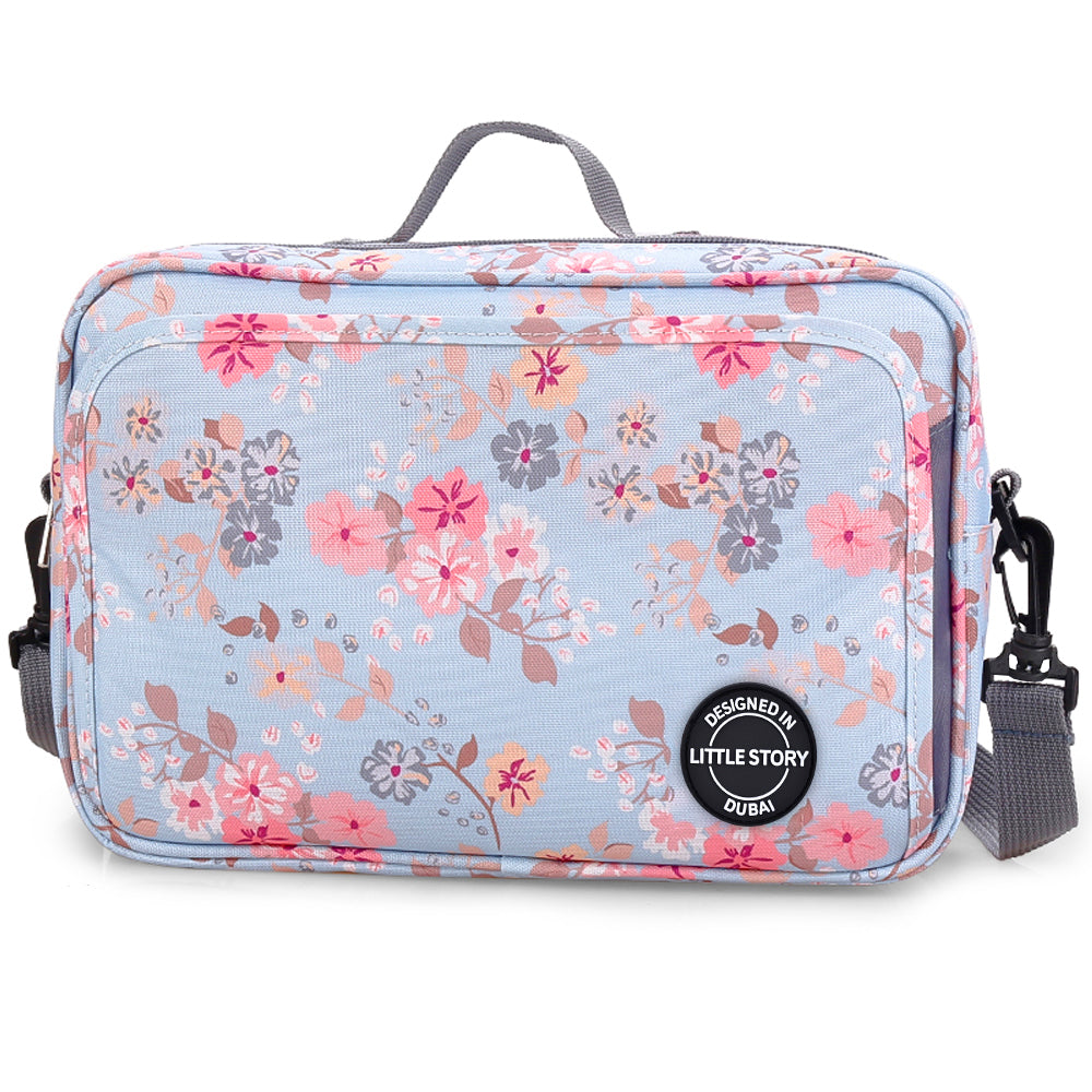 LITTLE STORY Baby Diaper Changing Clutch Kit - Floral Grey