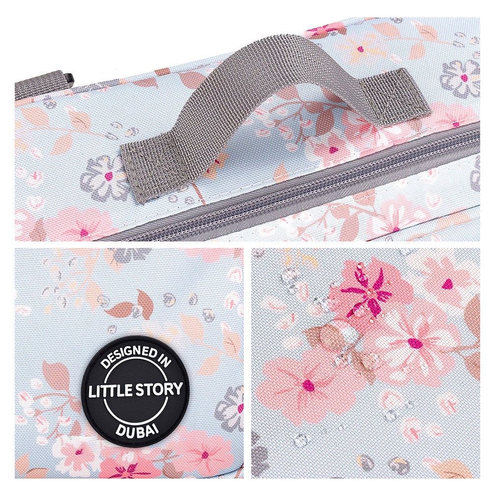 LITTLE STORY Baby Diaper Changing Clutch Kit - Floral Grey