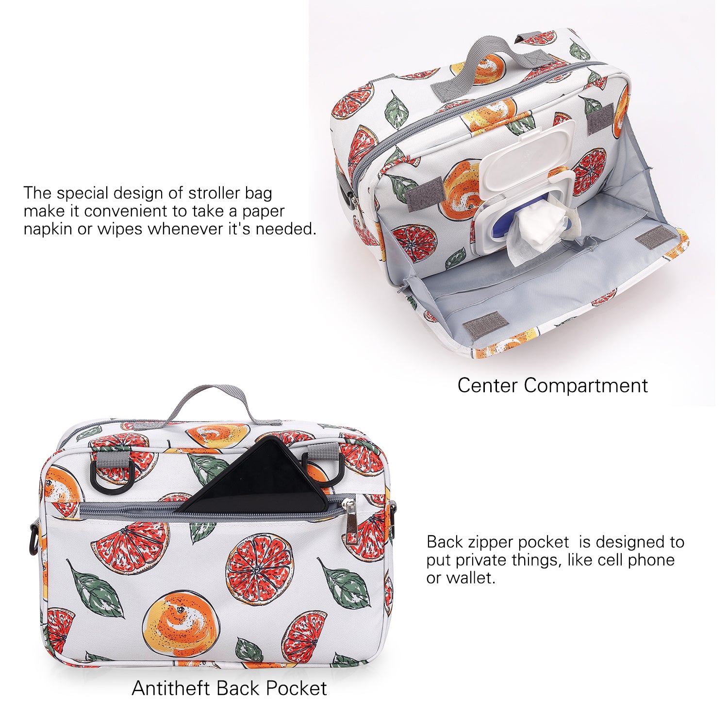 LITTLE STORY Baby Diaper Changing Clutch Kit - Fruity White