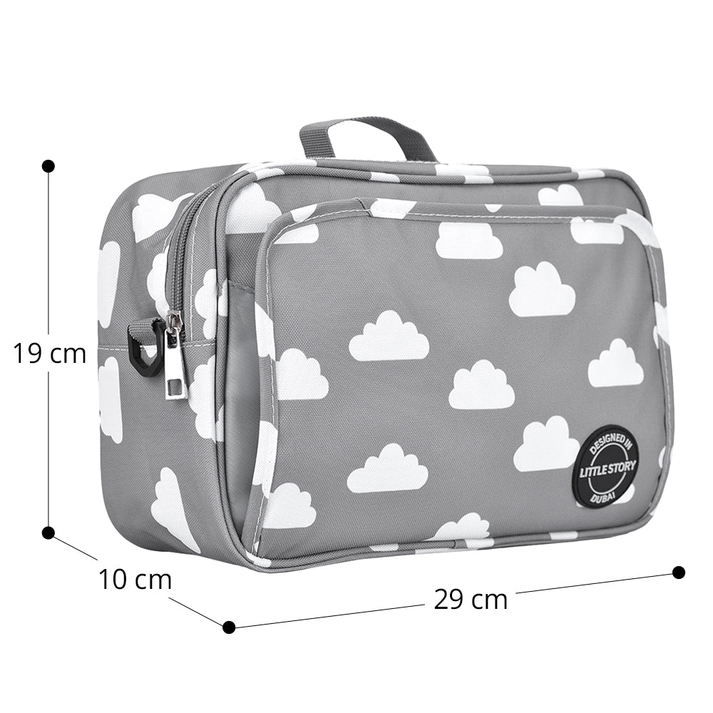 LITTLE STORY Baby Diaper Changing Clutch Kit - Grey Clouds