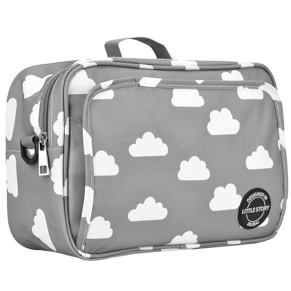 LITTLE STORY Baby Diaper Changing Clutch Kit - Grey Clouds