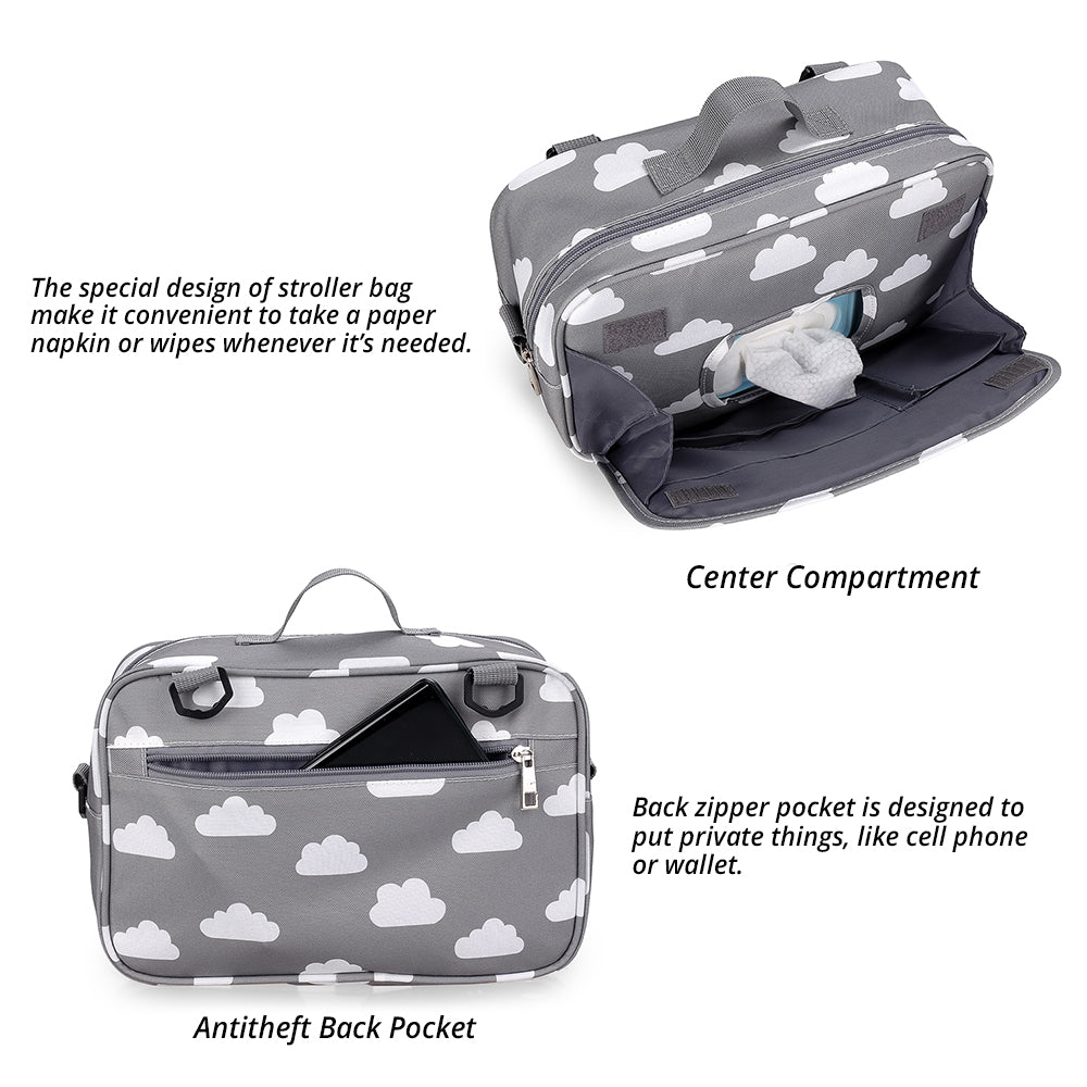 LITTLE STORY Baby Diaper Changing Clutch Kit - Grey Clouds