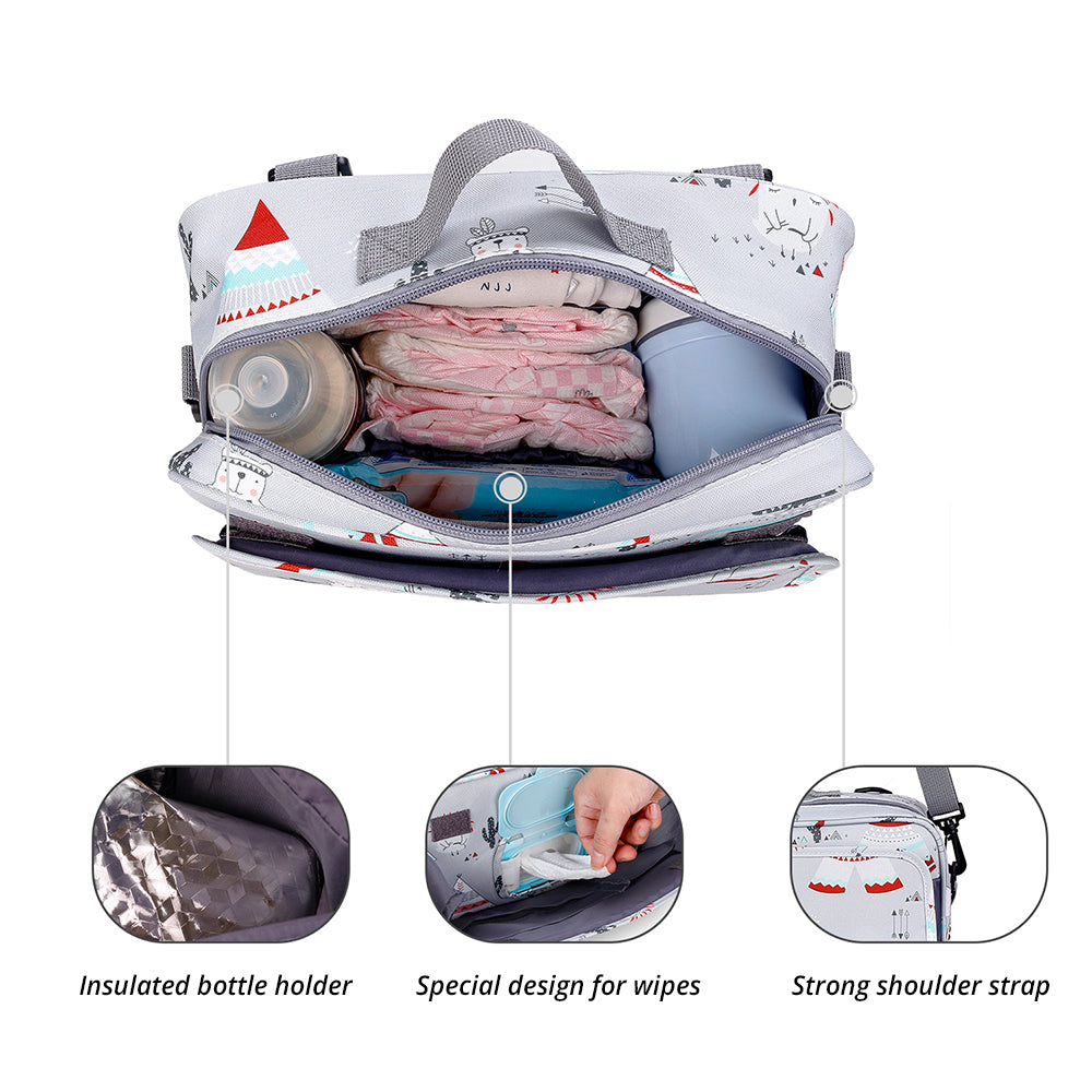 LITTLE STORY Baby Diaper Changing Clutch Kit - Polar Bear Grey