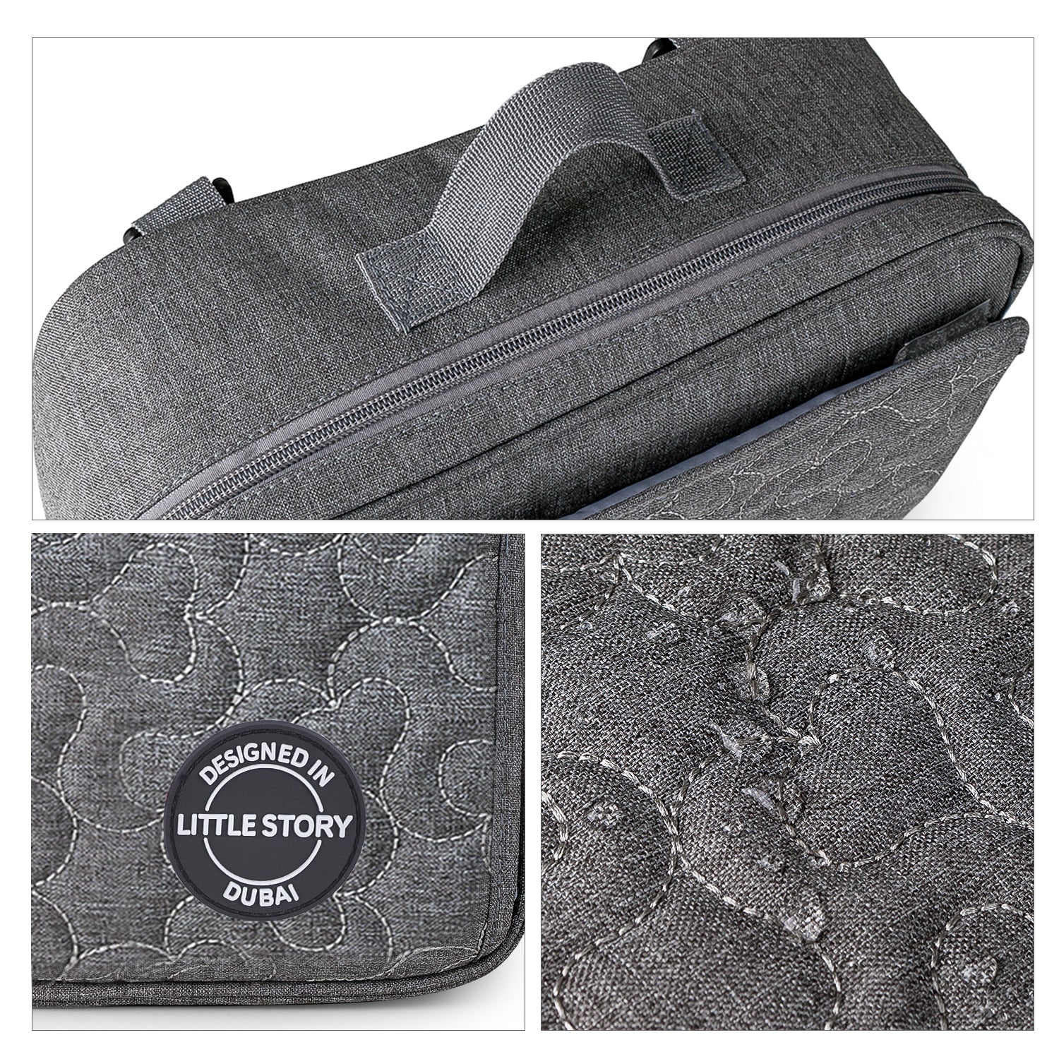 LITTLE STORY Baby Diaper Changing Clutch Kit - Quilted Grey