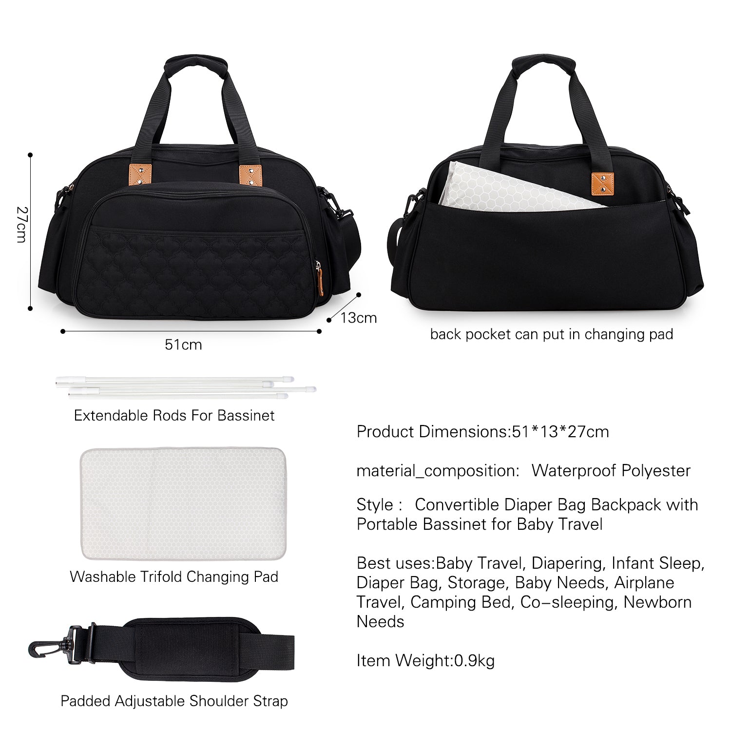 LITTLE STORY Bed in a Bag Quilted - Black