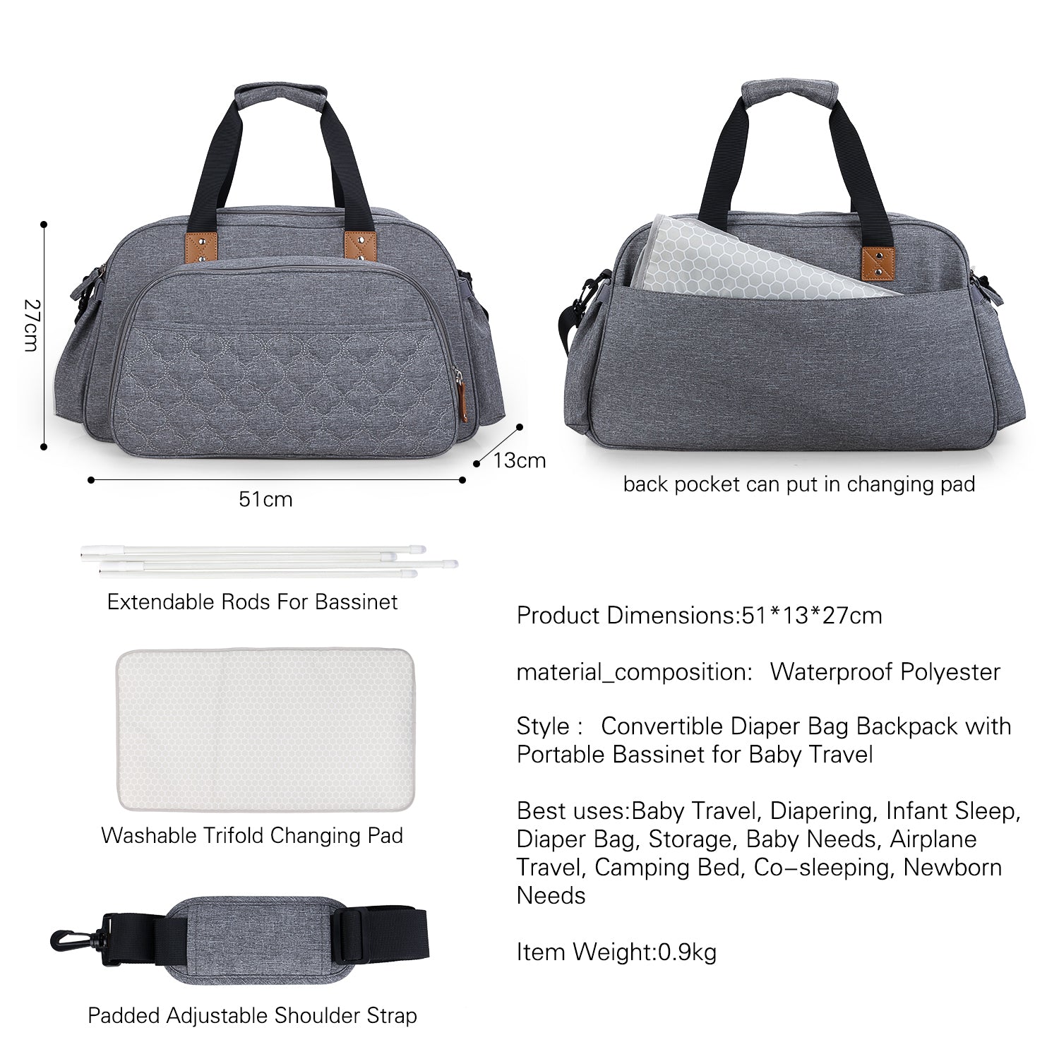 LITTLE STORY Bed in a Bag Quilted - Grey