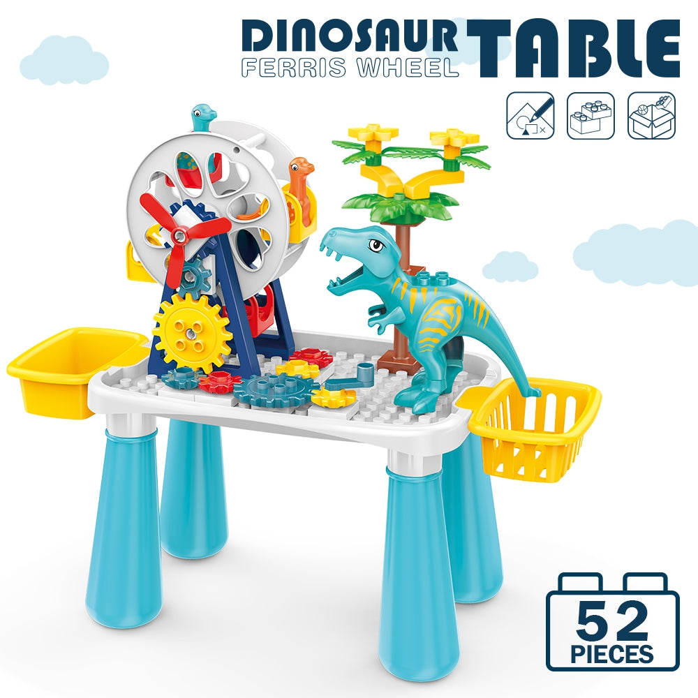 LITTLE STORY DIY Dinosaur Ferris Wheels Blocks Table(52pcs), STEM Series - Multicolor
