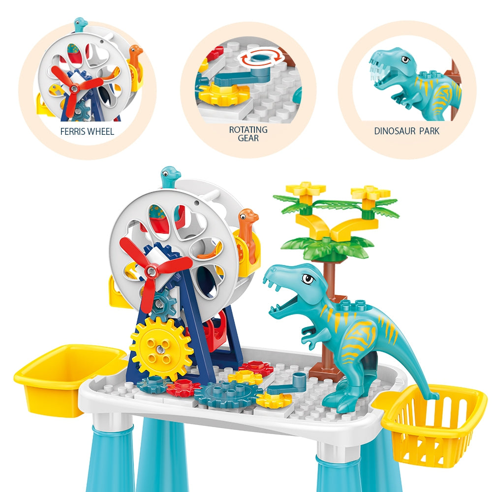 LITTLE STORY DIY Dinosaur Ferris Wheels Blocks Table(52pcs), STEM Series - Multicolor