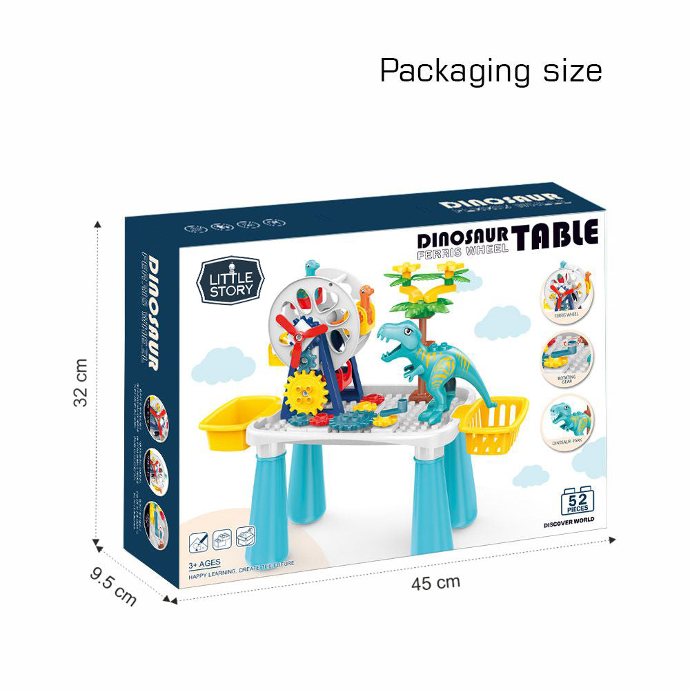 LITTLE STORY DIY Dinosaur Ferris Wheels Blocks Table(52pcs), STEM Series - Multicolor
