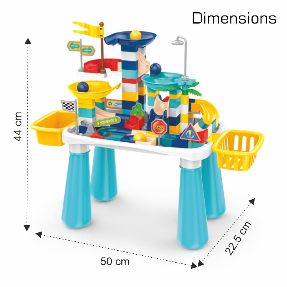 LITTLE STORY DIY Slide Track Rolling Ball Blocks Table(111pcs), STEM Series - Multicolor
