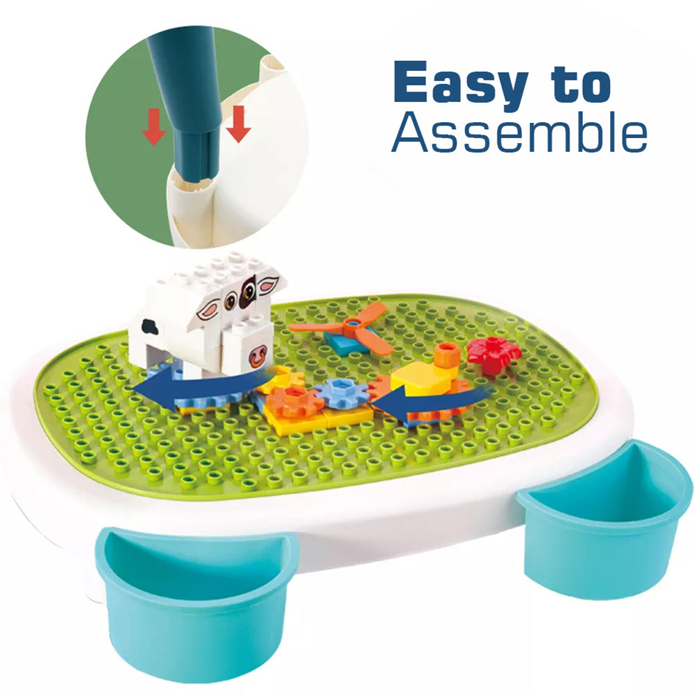 LITTLE STORY DIY Spinning Puzzle Building Blocks Set w/Stool (35pcs), STEM Series - Multicolor