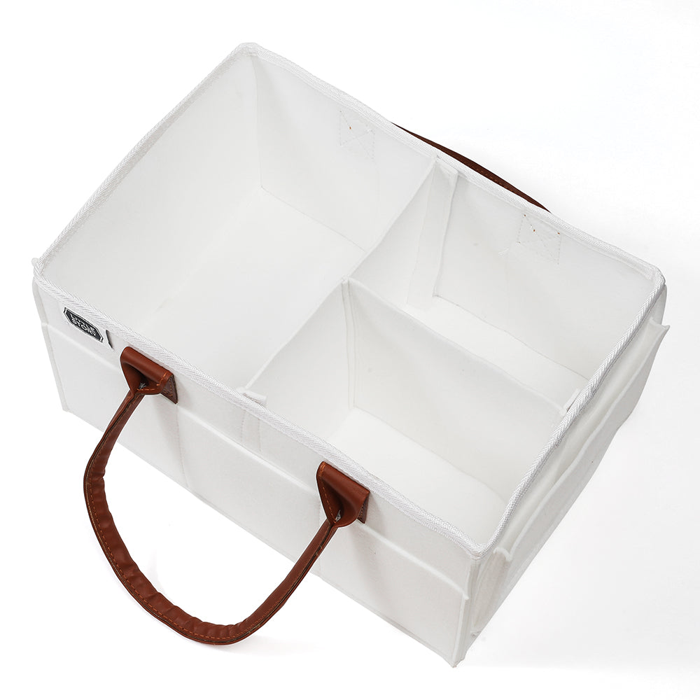 LITTLE STORY Diaper Caddy + Travel Pouch - Medium - White