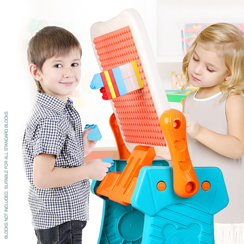 LITTLE STORY Double Sided 2 - IN - 1 Blocks Table & Magnetic Learning Board Set with Chair - Multicolor