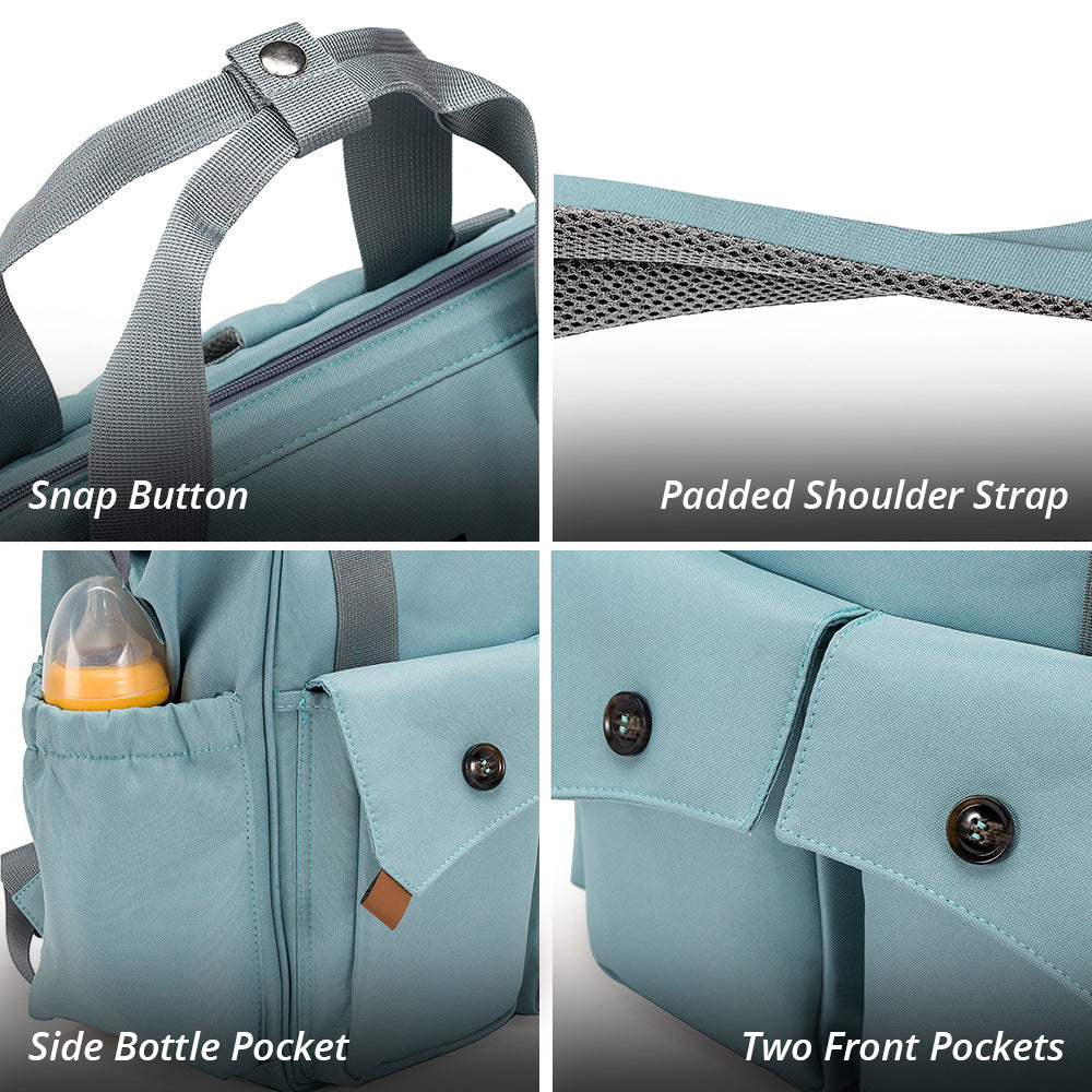 LITTLE STORY Elite Diaper Bag w/Stroller Hooks & Changing mat - Blue