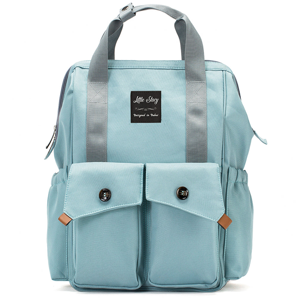 LITTLE STORY Elite Diaper Bag w/Stroller Hooks & Changing mat - Blue