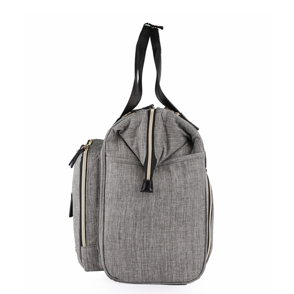 LITTLE STORY Gabrielle Mom Dad XL Travel Diaper Bag w/Diaper Changing Mat - Grey