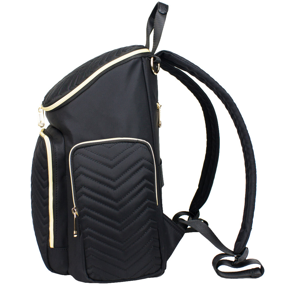 LITTLE STORY Georgia Diaper Bag wt Changing Pad & Stroller Hooks - Black