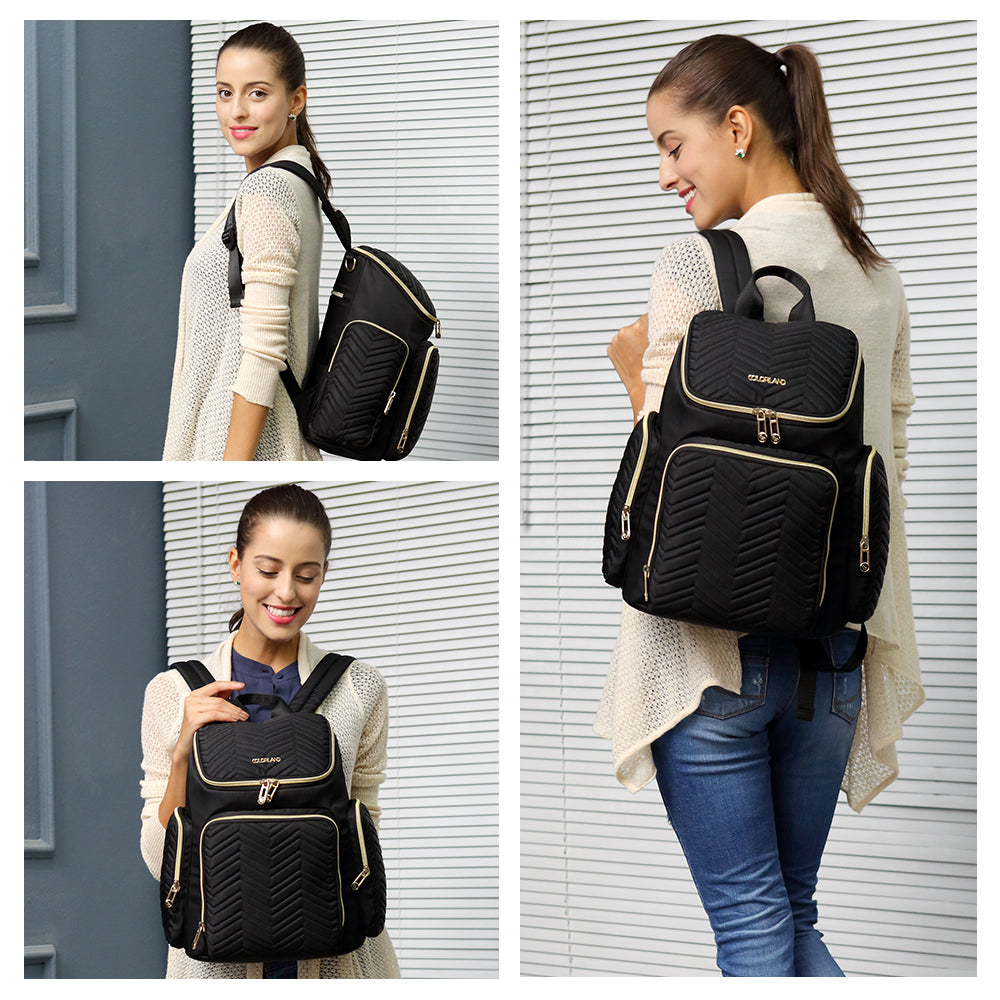 LITTLE STORY Georgia Diaper Bag wt Changing Pad & Stroller Hooks - Black