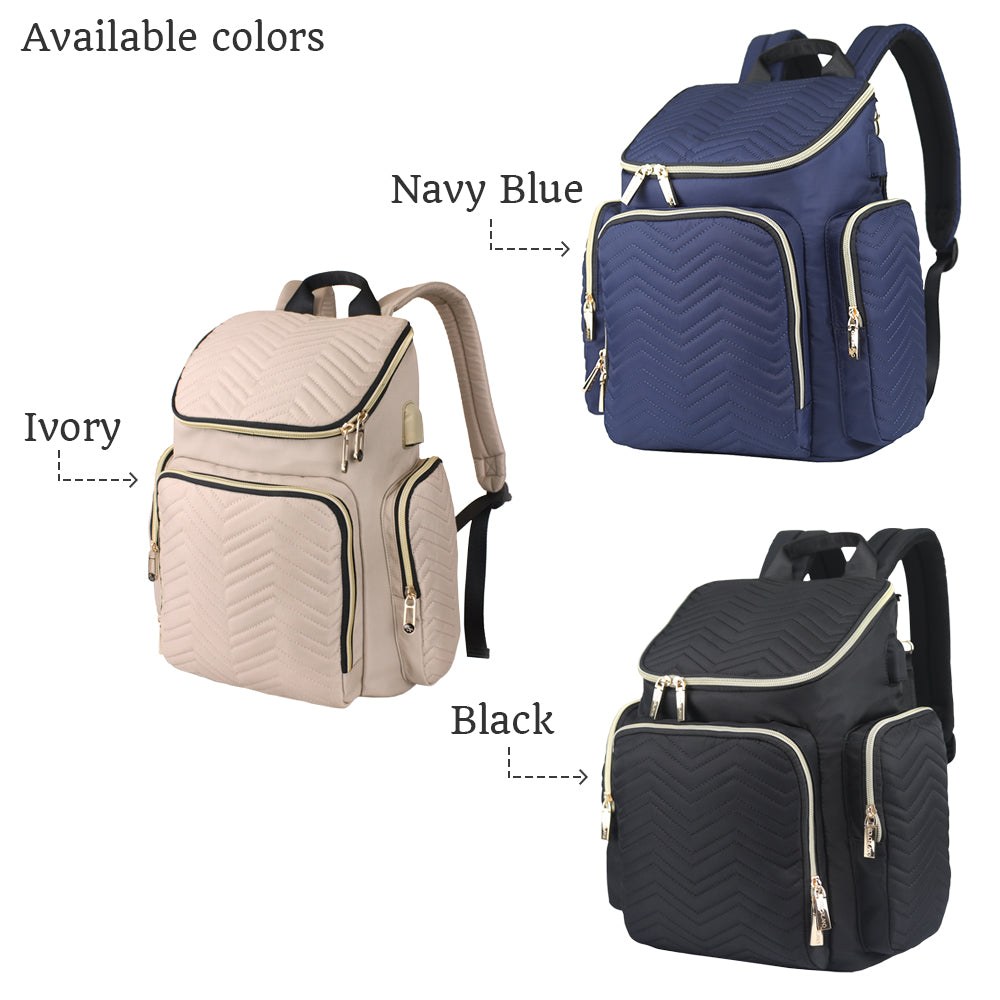 LITTLE STORY Georgia Diaper Bag wt Changing Pad & Stroller Hooks - Navy Blue