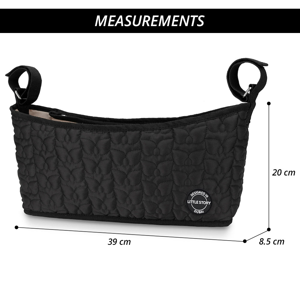 LITTLE STORY Premium Stroller Bag - Quilted - Black