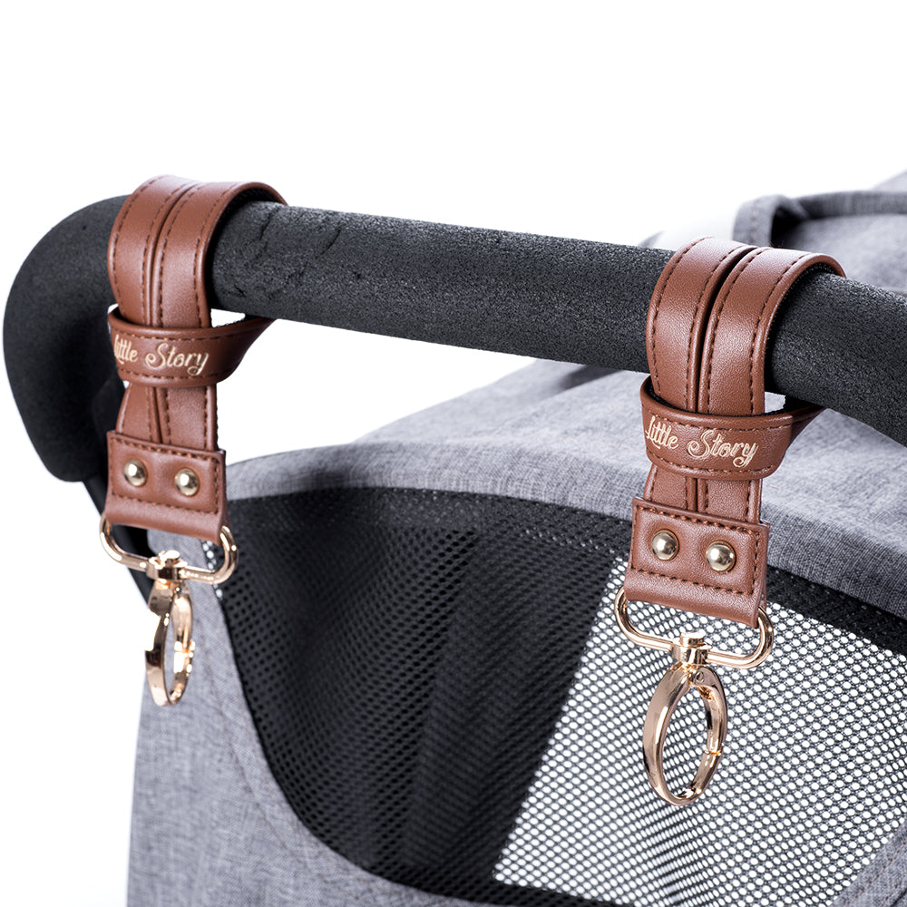 LITTLE STORY Premium Stroller Hooks - Brown
