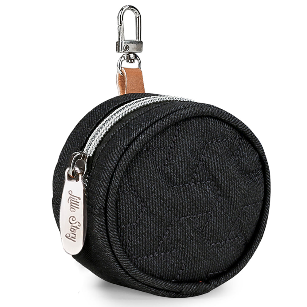 LITTLE STORY Quilted Diaper Backpack w/Pacifier bag and Stroller hooks - Black