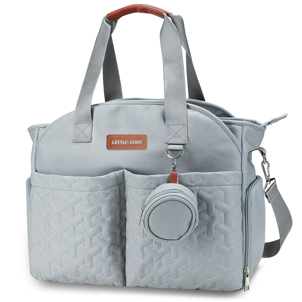 LITTLE STORY Quilted Diaper Bag w/Pacifier Pouch - Blue