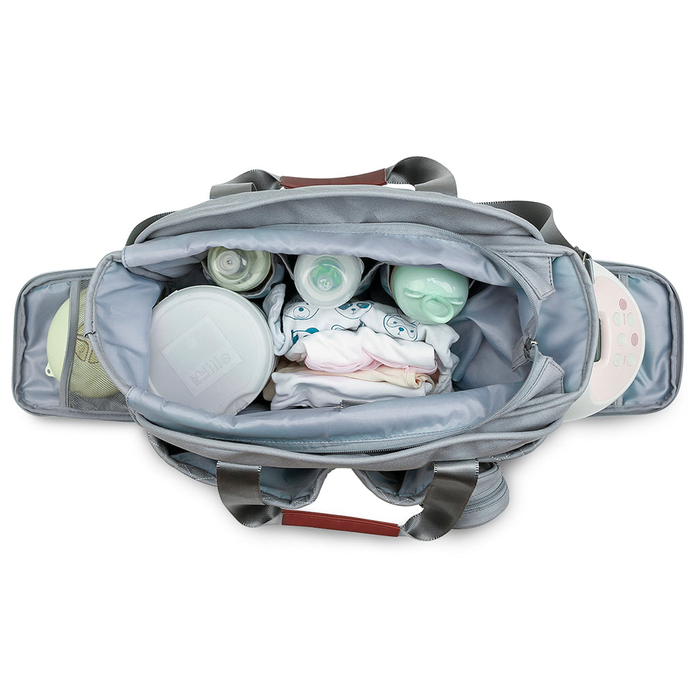 LITTLE STORY Quilted Diaper Bag w/Pacifier Pouch - Blue