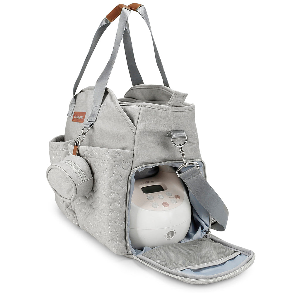 LITTLE STORY Quilted Diaper Bag w/Pacifier Pouch - Grey