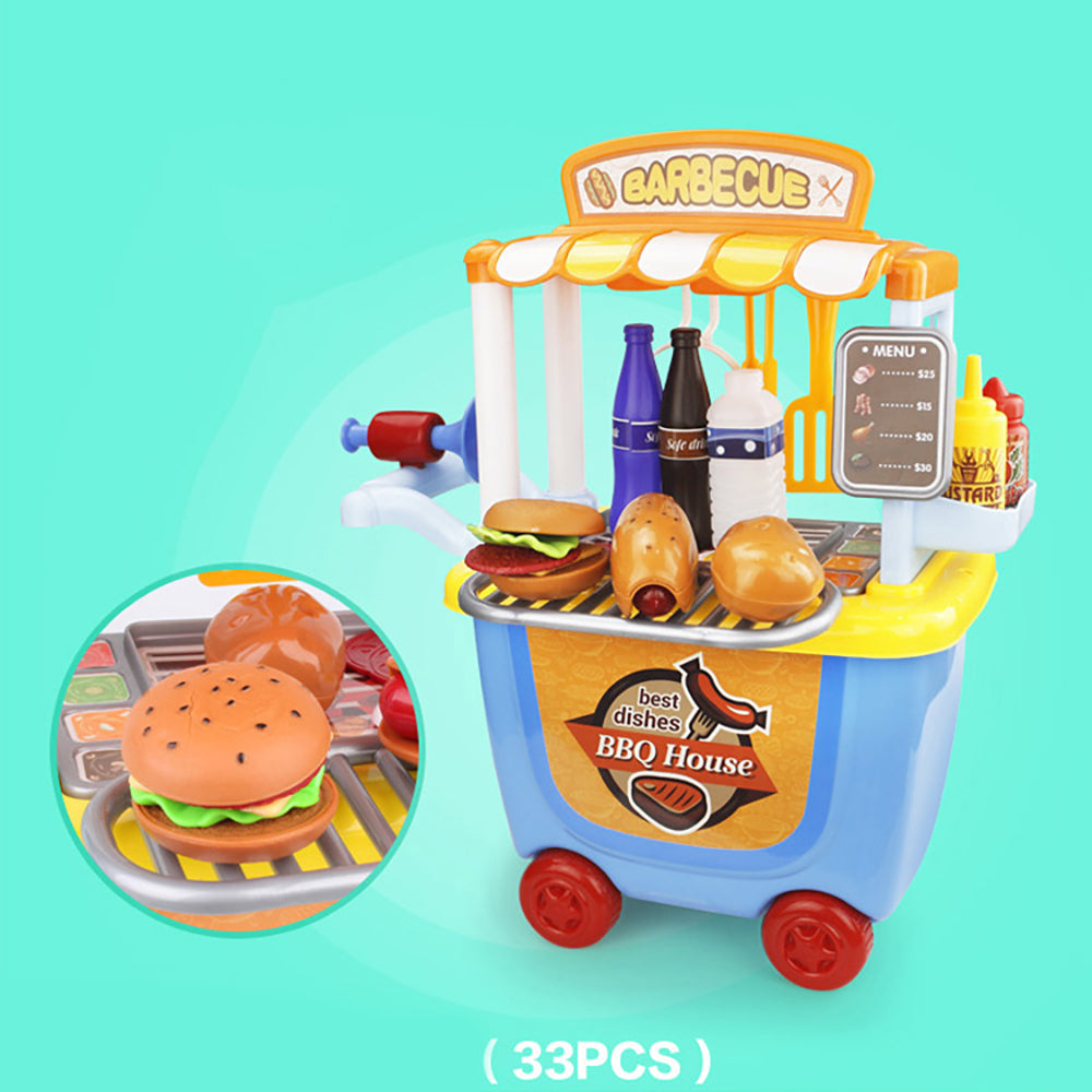 LITTLE STORY Role Play BBQ Station/Food Cart (33 Pcs) - Blue