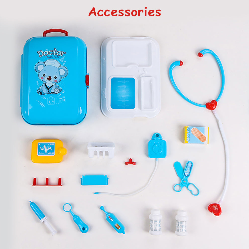 LITTLE STORY Role Play Hospital/Doctor Set Box Backpack (17 Pcs) - Blue