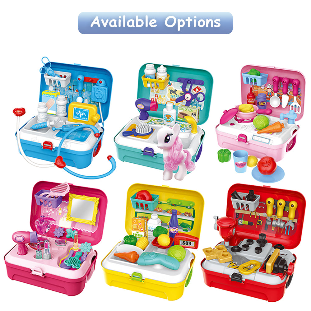 LITTLE STORY Role Play Hospital/Doctor Set Box Backpack (17 Pcs) - Blue