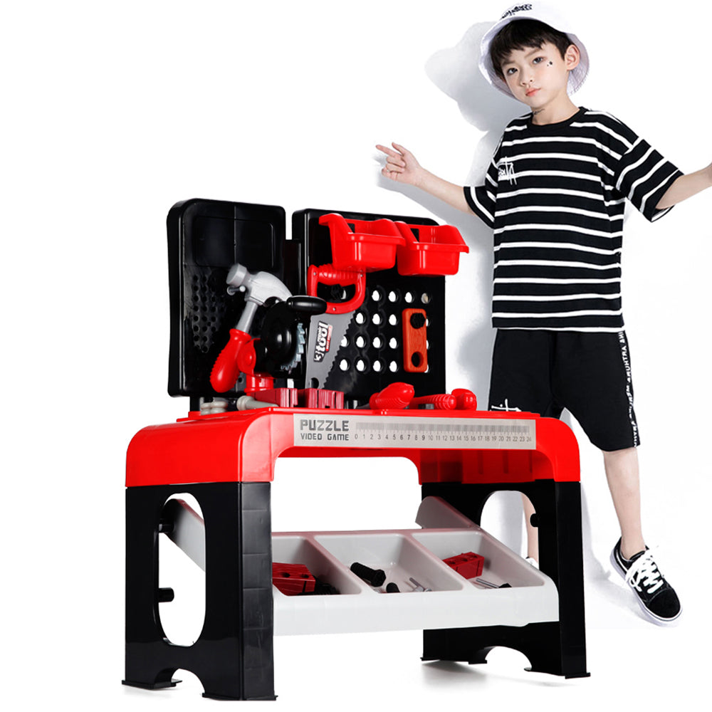 LITTLE STORY Role Play Mechanic/Builder Tools Table Toy Set (46 Pcs) - Black