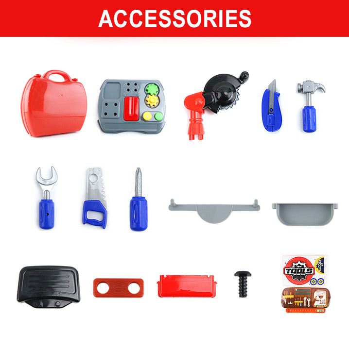 LITTLE STORY Role Play Mechanic/Junior Builder Toolbox Set (19 Pcs) - Red