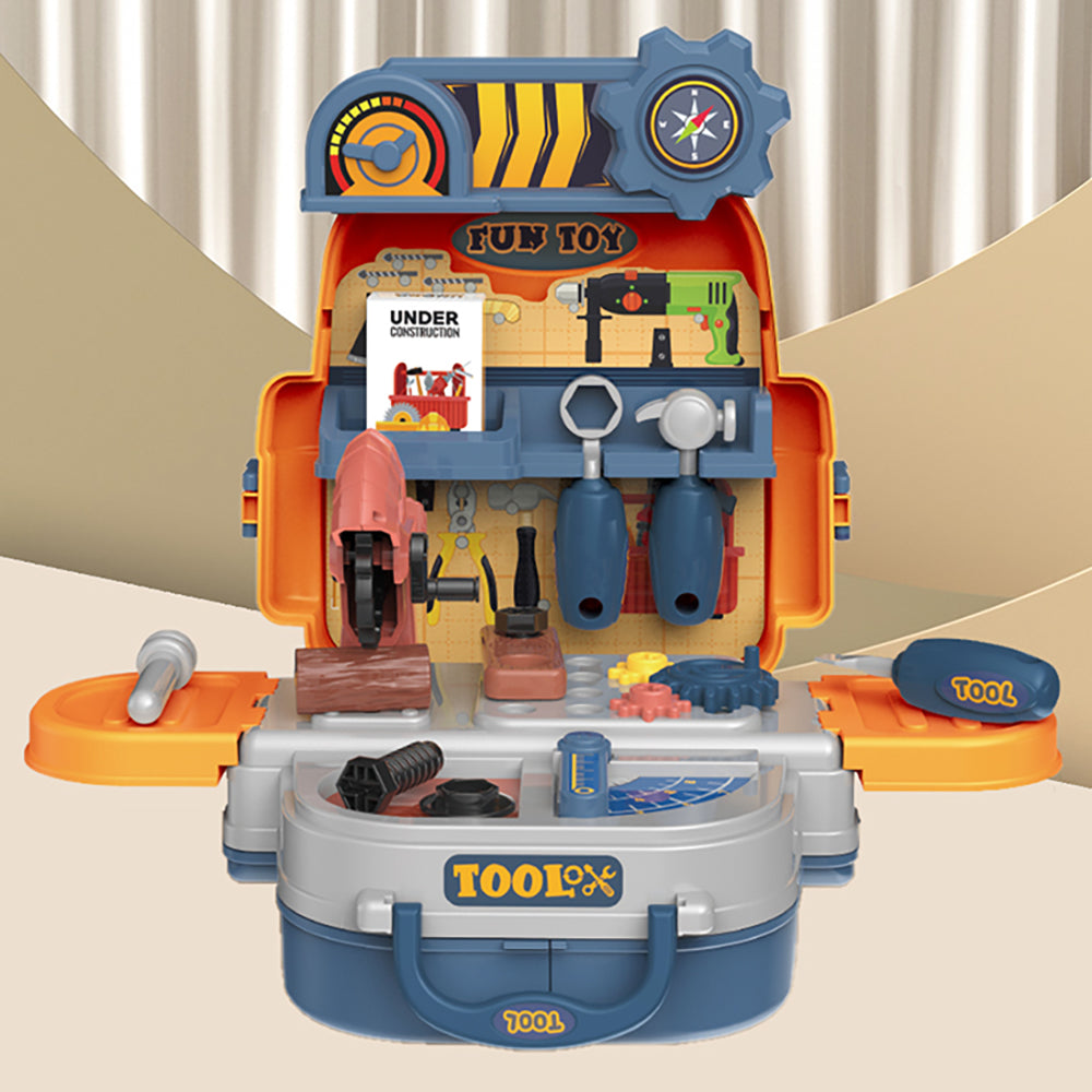 LITTLE STORY Role Play Mechanic/Tools Station Toy Set School Bag (23 Pcs) - Yellow, 3 - In - 1 Mode