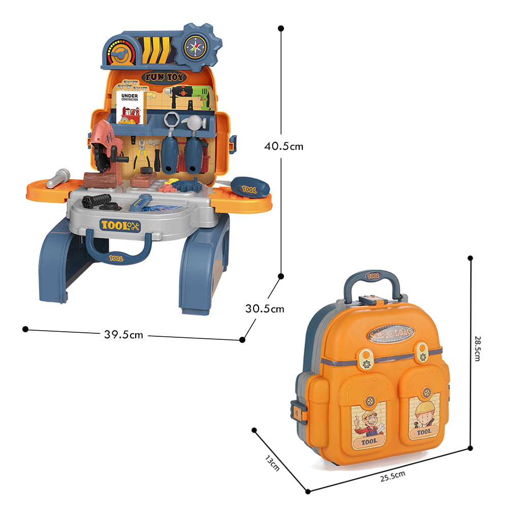 LITTLE STORY Role Play Mechanic/Tools Station Toy Set School Bag (23 Pcs) - Yellow, 3 - In - 1 Mode
