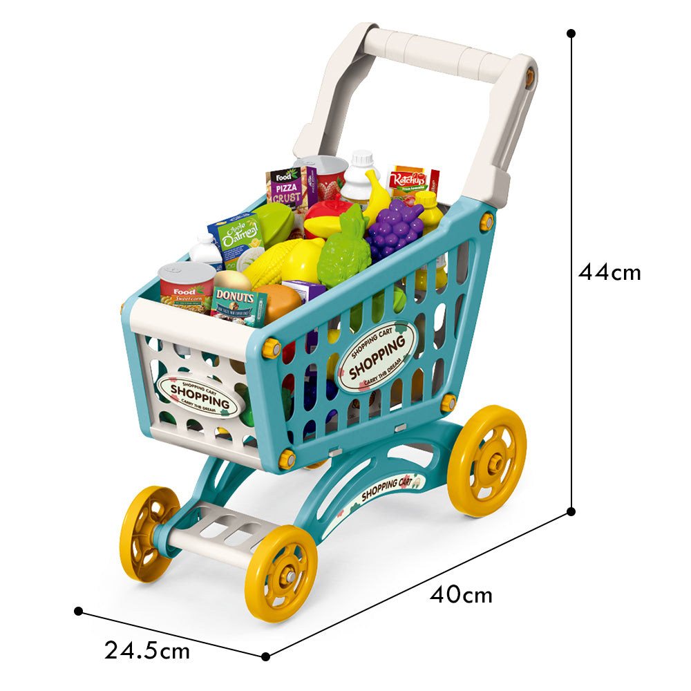 LITTLE STORY Role Play Market Shopping Cart Toy Set (56 Pcs) - Green