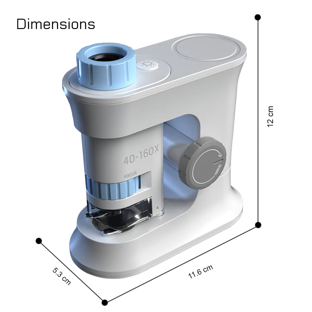 LITTLE STORY Scientific Portable Optical Microscope Toy(40 - 160X Zoom), STEM Series - Blue