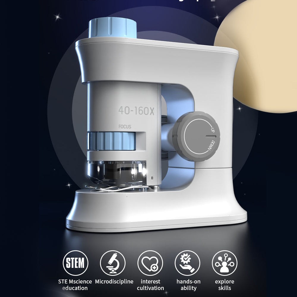 LITTLE STORY Scientific Portable Optical Microscope Toy(40 - 160X Zoom), STEM Series - Blue
