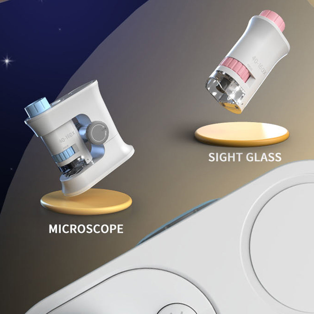 LITTLE STORY Scientific Portable Optical Microscope Toy(40 - 160X Zoom), STEM Series - Blue