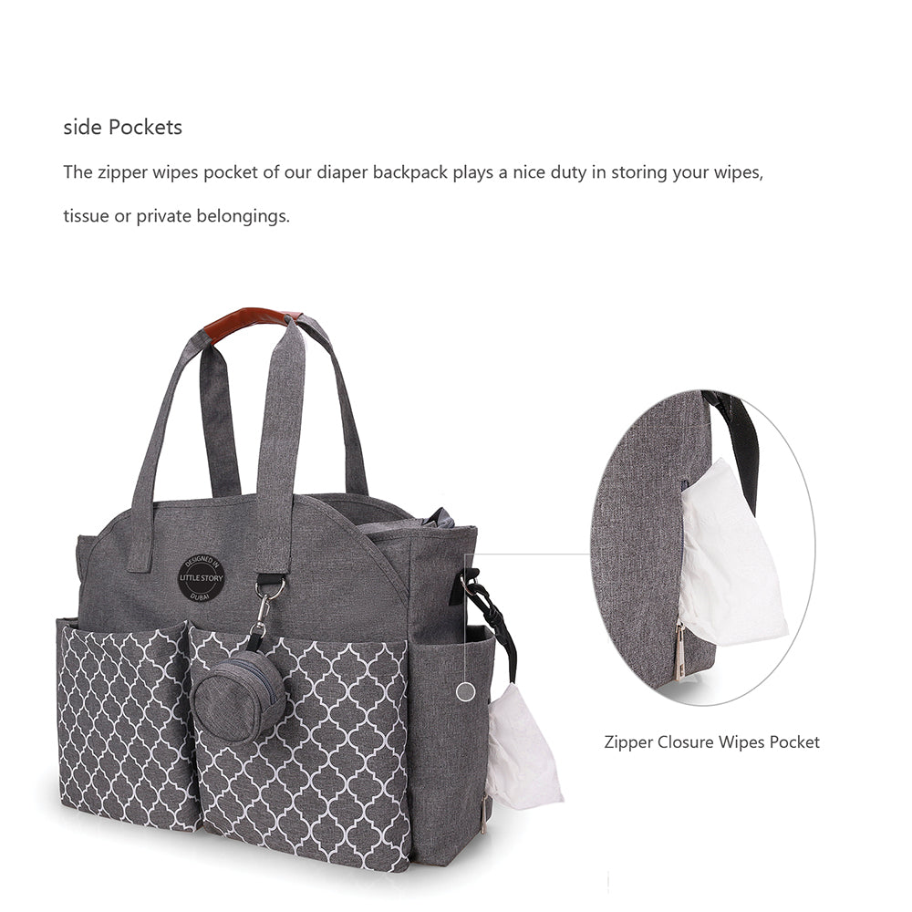 LITTLE STORY Signature Diaper Bag - Grey