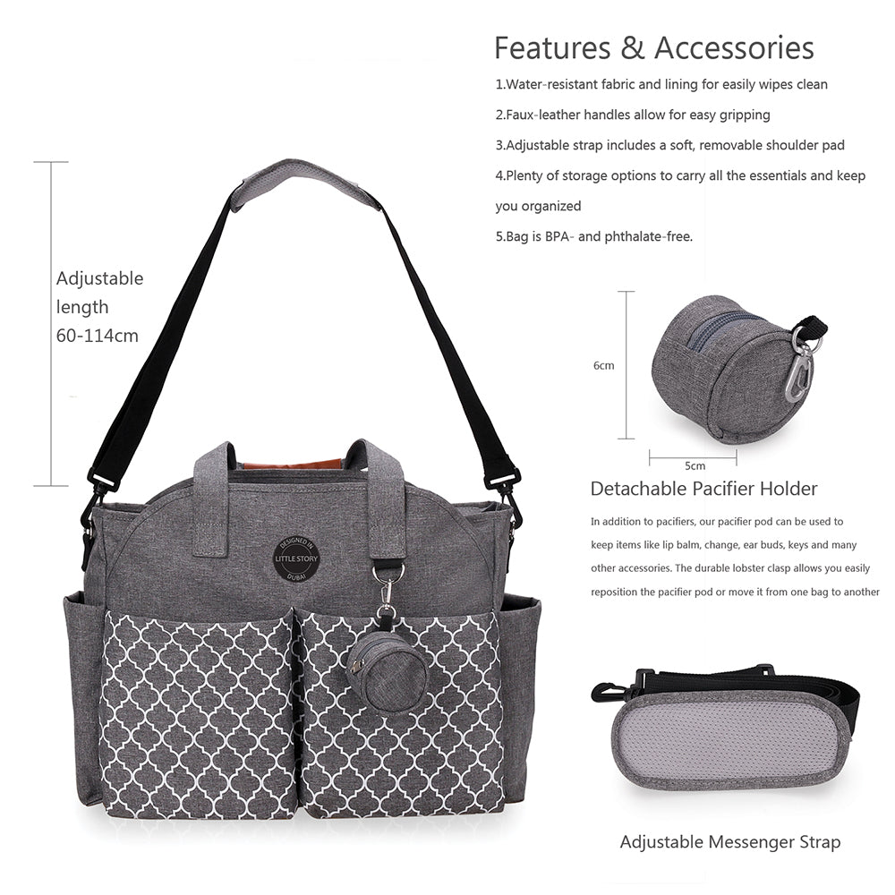 LITTLE STORY Signature Diaper Bag - Grey